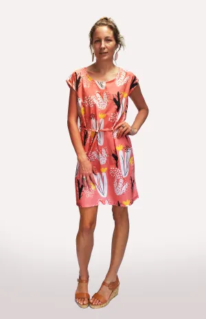Peach Cactus Bloom 100% cotton dress