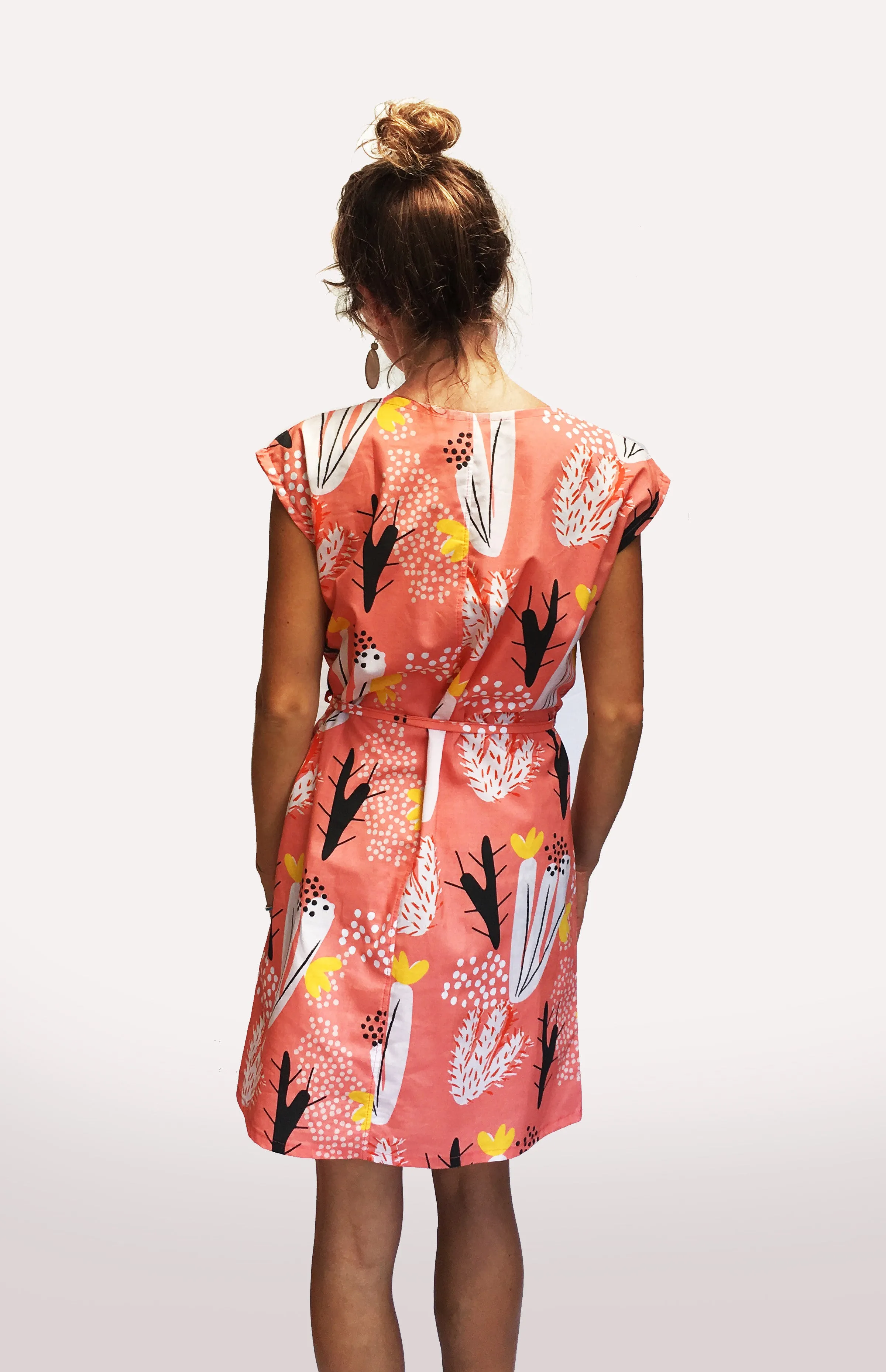 Peach Cactus Bloom 100% cotton dress