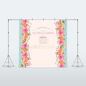 Personalised Vintage Floral Wedding Photo Booth Backdrop BD-257-WED