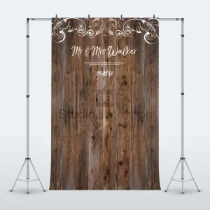 Personalised Wood Wedding Photo Booth Backdrop BD-249-WED