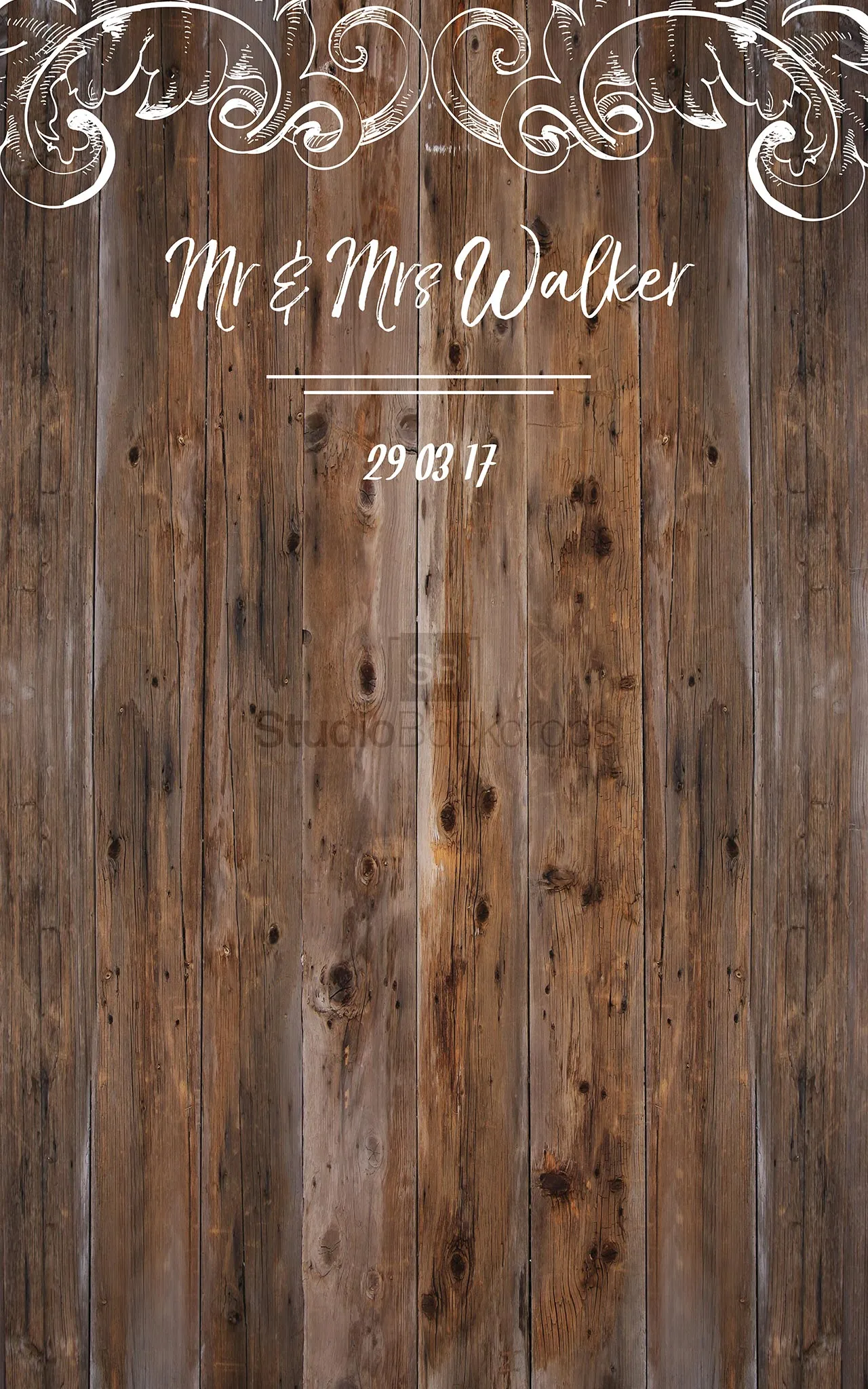 Personalised Wood Wedding Photo Booth Backdrop BD-249-WED