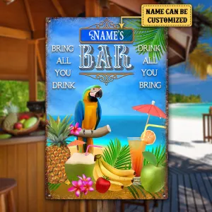 Personalized Parrot Bar Classic Metal Sign
