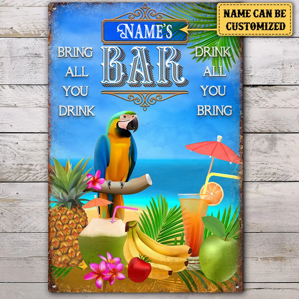 Personalized Parrot Bar Classic Metal Sign
