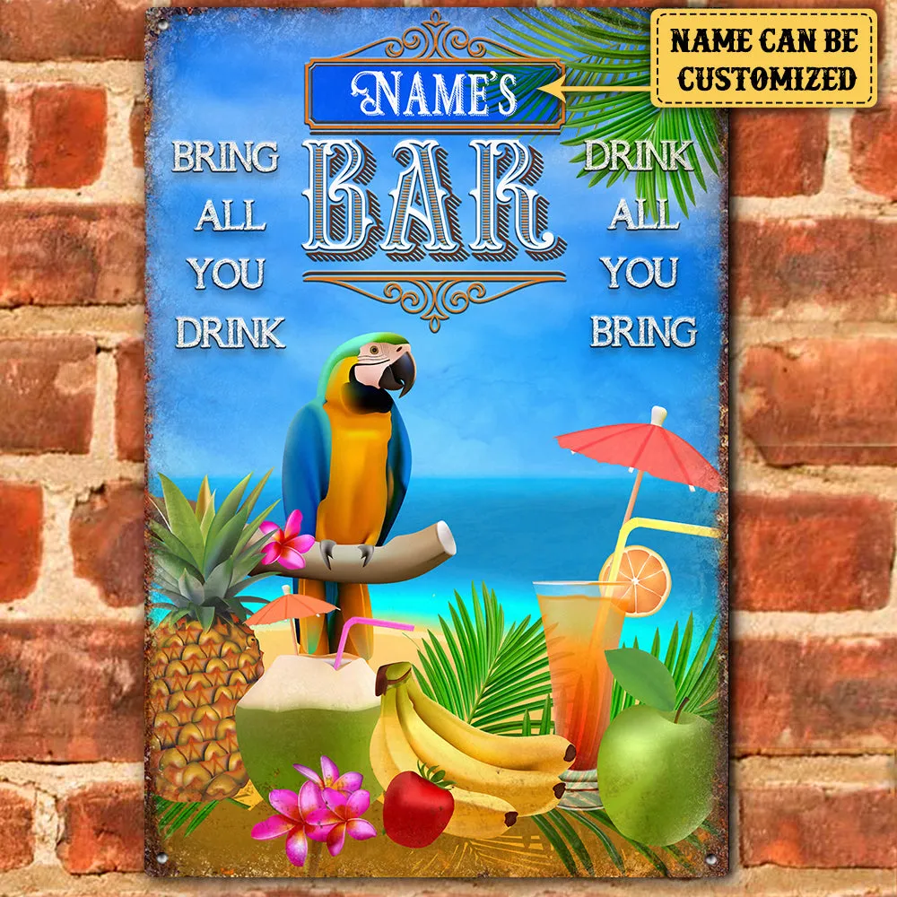 Personalized Parrot Bar Classic Metal Sign