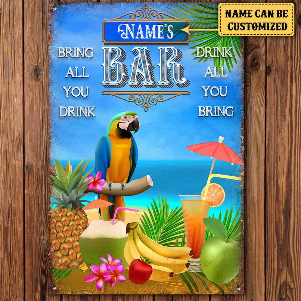 Personalized Parrot Bar Classic Metal Sign