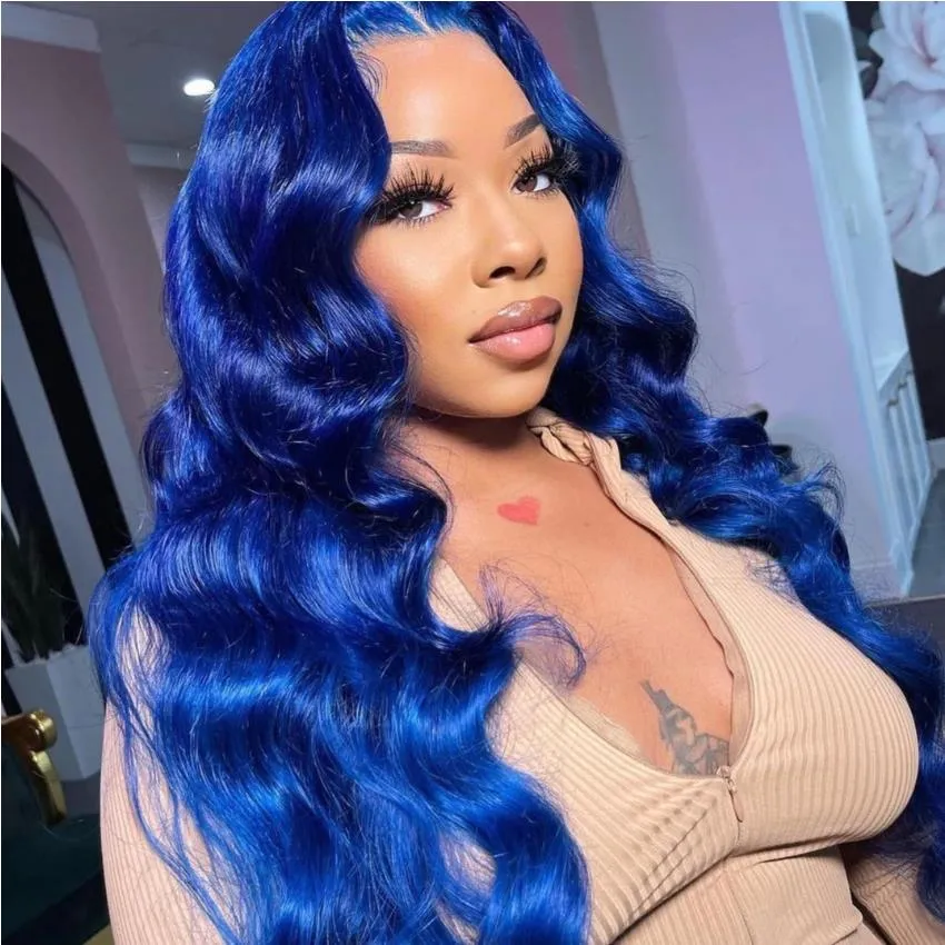 Peruvian Hair Blue Fashion Style Lace Front Body Wave Wig
