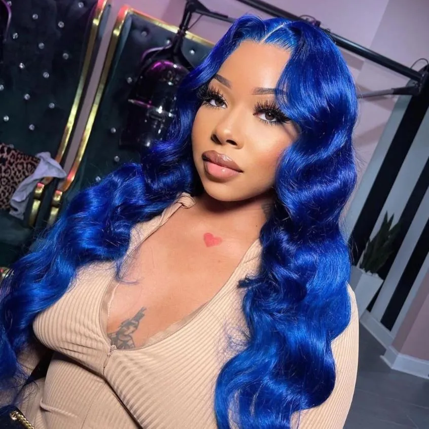 Peruvian Hair Blue Fashion Style Lace Front Body Wave Wig
