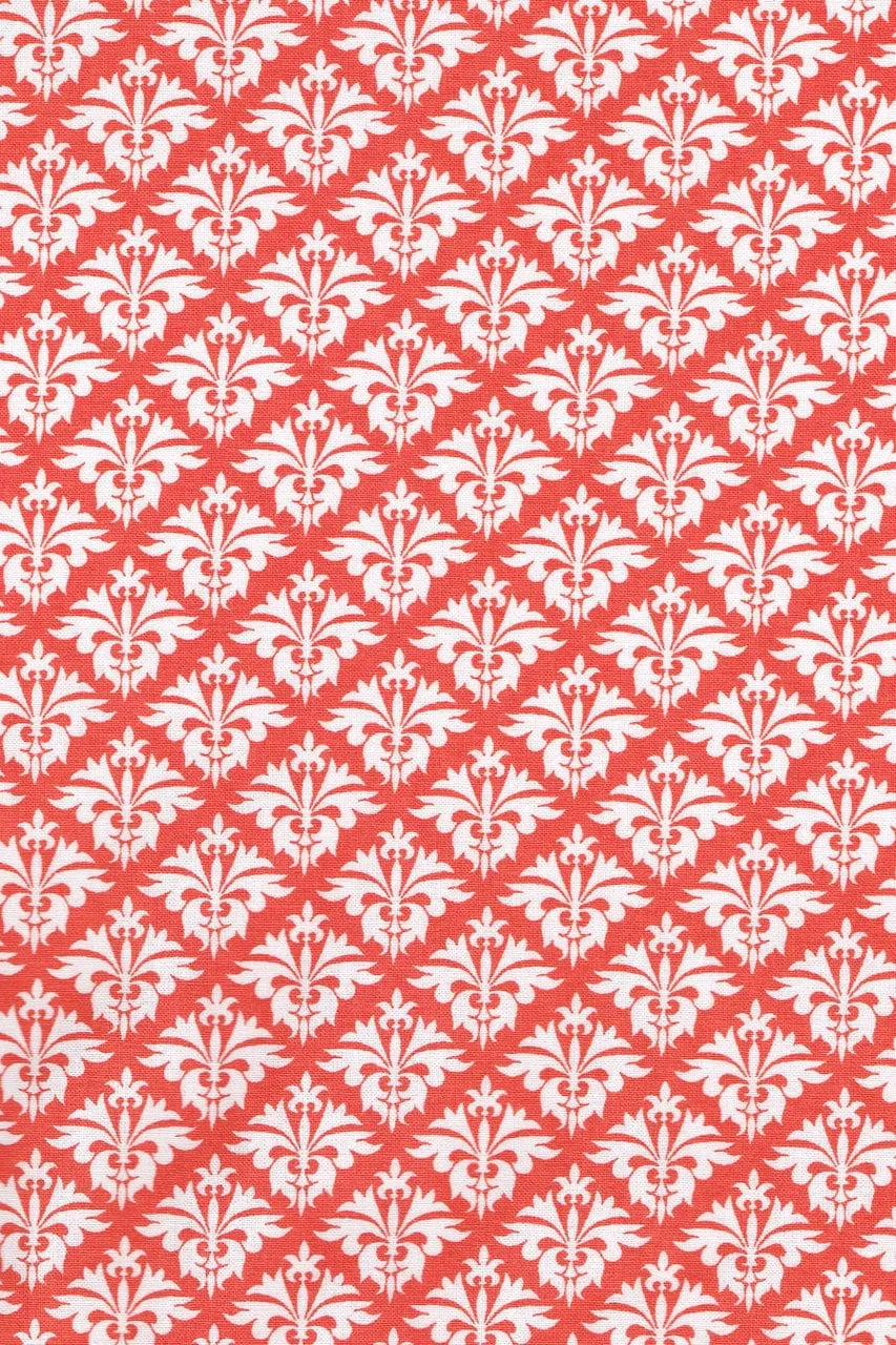 petite fleur-de-lis grenadine orange printed cloth 16" x 16" pillow covers