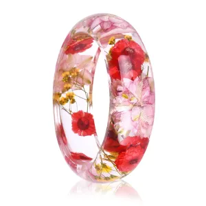 Pink & Red Dried Flower Bangle