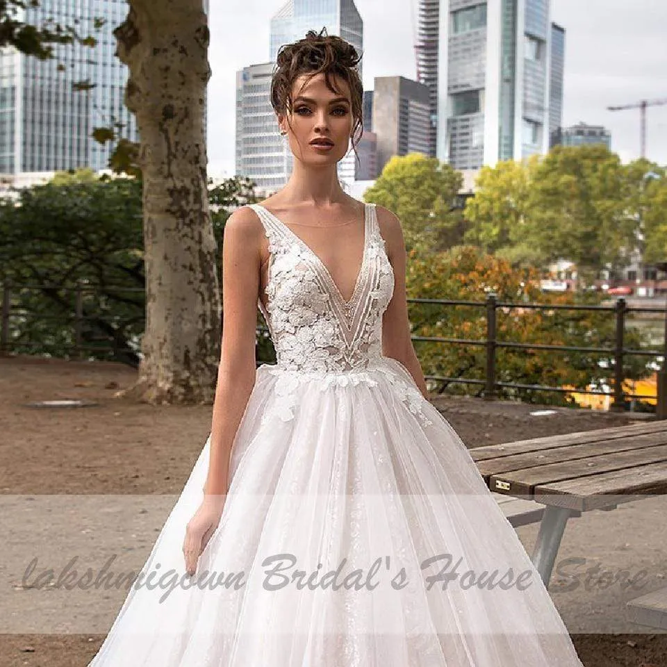 Pink Wedding Gown Vintage Lace Bridal Dress Open Back