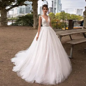 Pink Wedding Gown Vintage Lace Bridal Dress Open Back