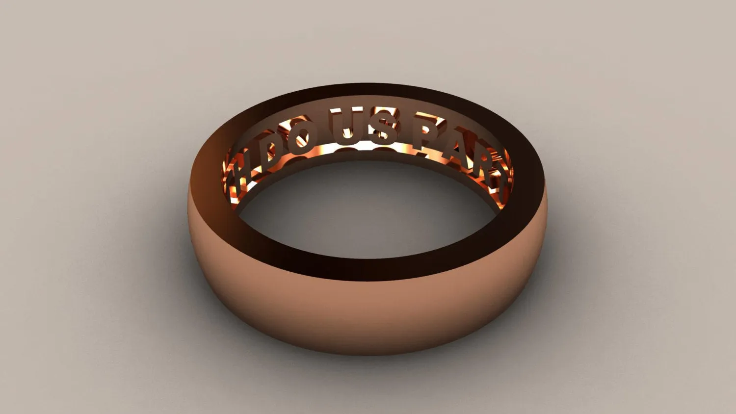 Polished Rose Gold 6mm Domed Interior Message Wedding Band