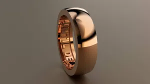 Polished Rose Gold 6mm Domed Interior Message Wedding Band