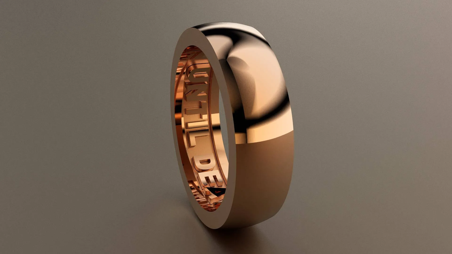 Polished Rose Gold 6mm Domed Interior Message Wedding Band