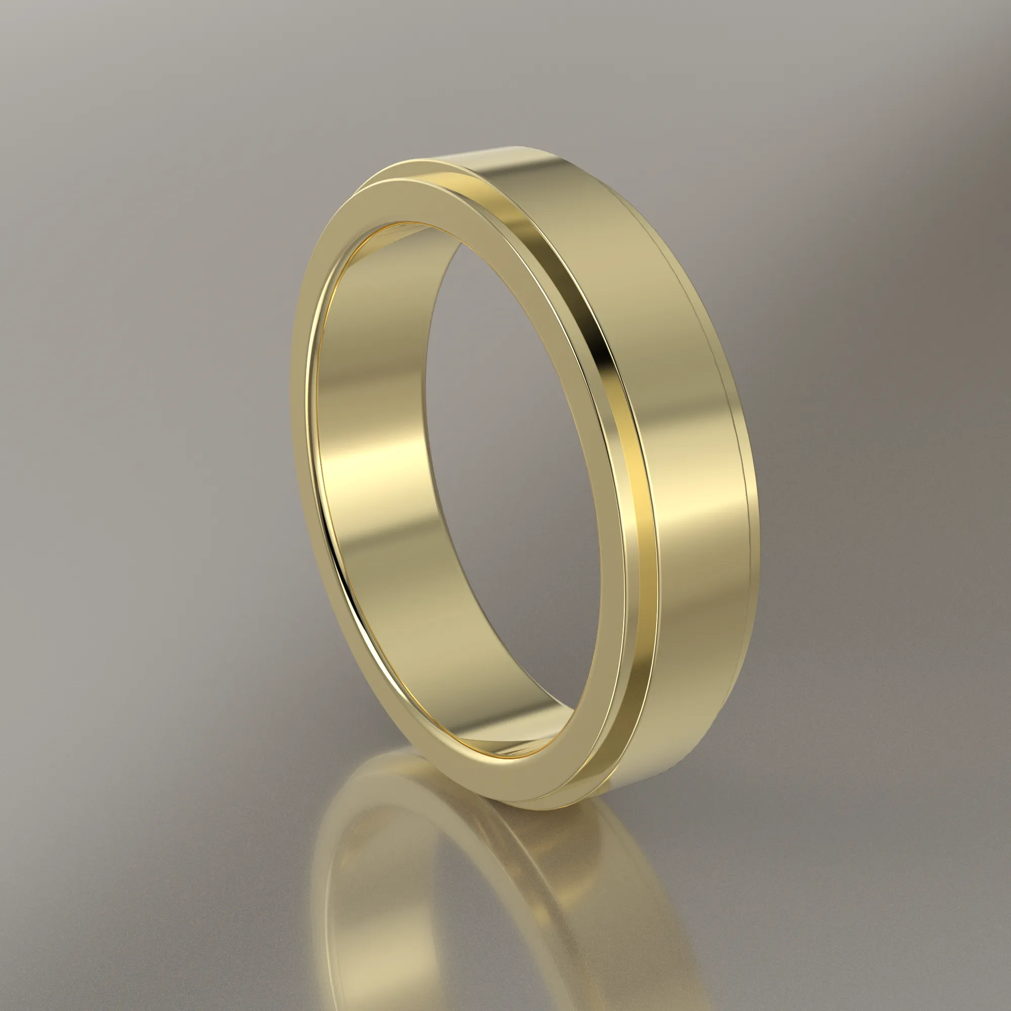 Polished Yellow Gold 5mm Step Edge Wedding Band