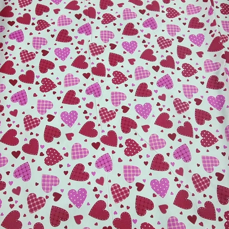 Printed Poly Cotton Hearts Fabric 112cm