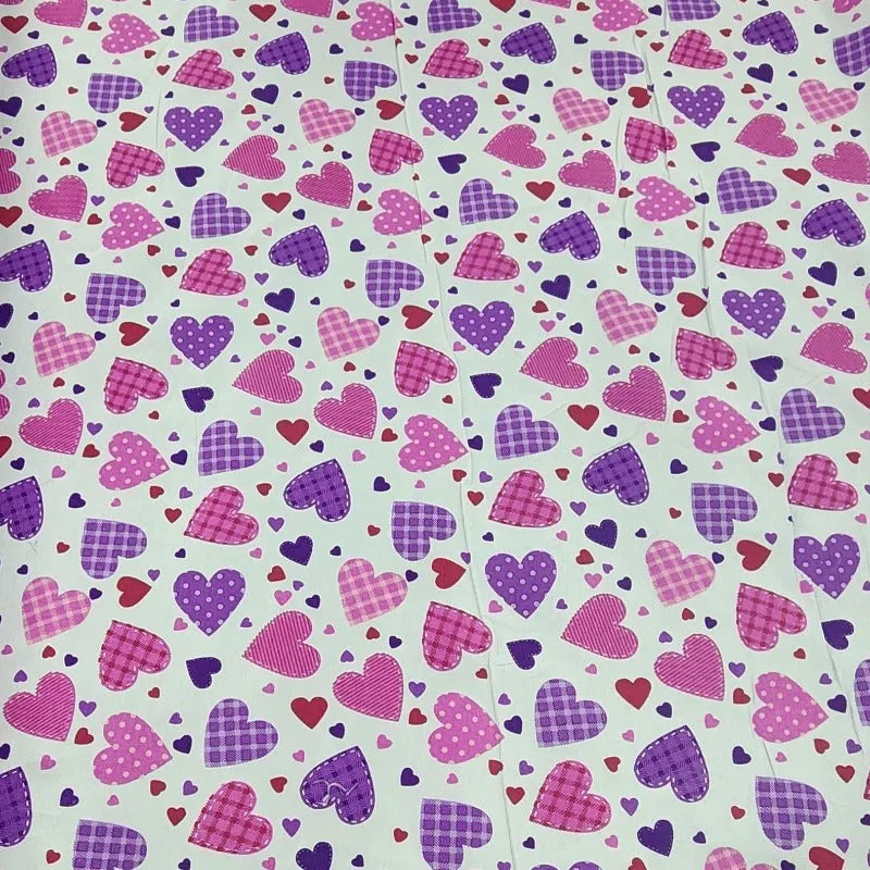 Printed Poly Cotton Hearts Fabric 112cm