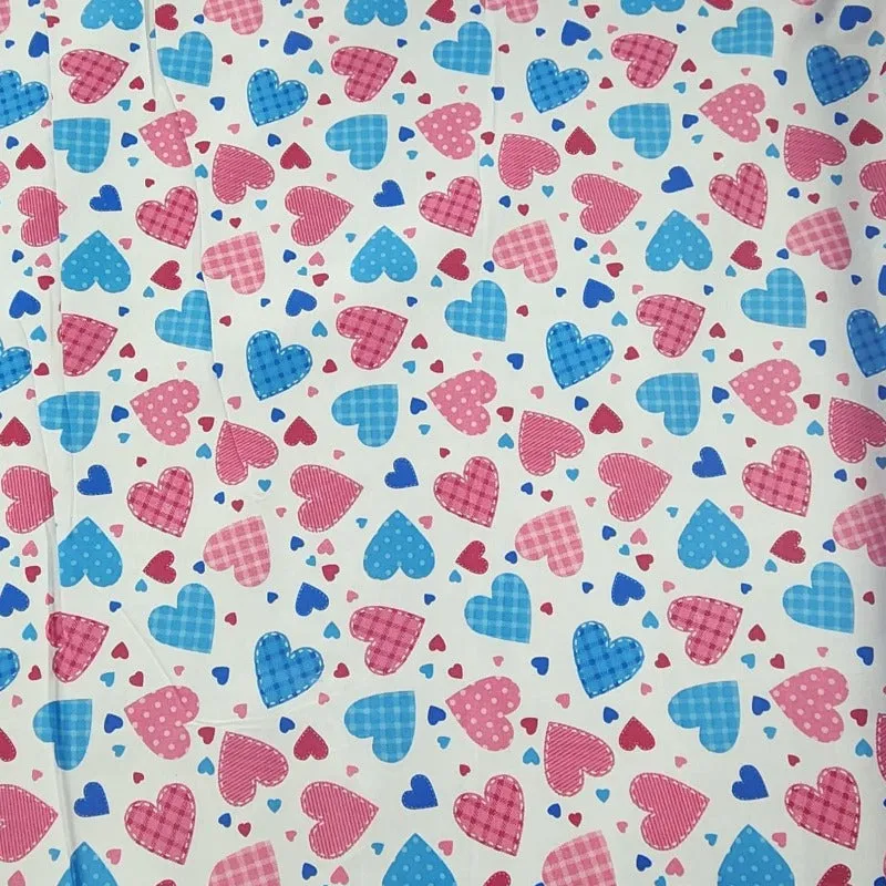 Printed Poly Cotton Hearts Fabric 112cm