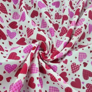 Printed Poly Cotton Hearts Fabric 112cm