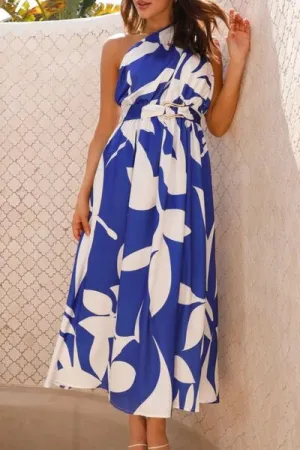 Printed Single Shoulder Dress