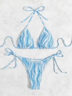 Printed Triangle Push Up Bikini