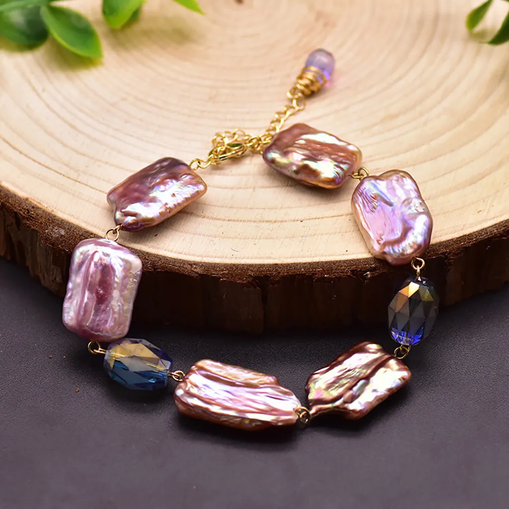 Purple Baroque Natural Freshwater Pearl Bracelet Elegance Women Fashion Jewelry