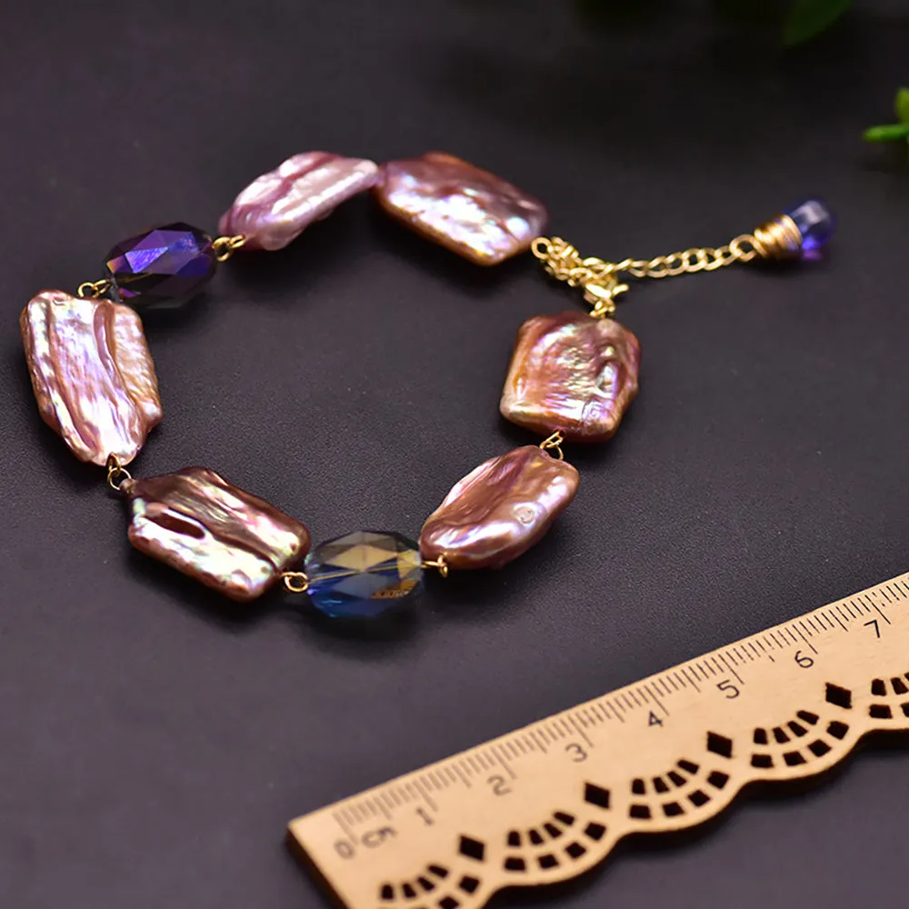 Purple Baroque Natural Freshwater Pearl Bracelet Elegance Women Fashion Jewelry