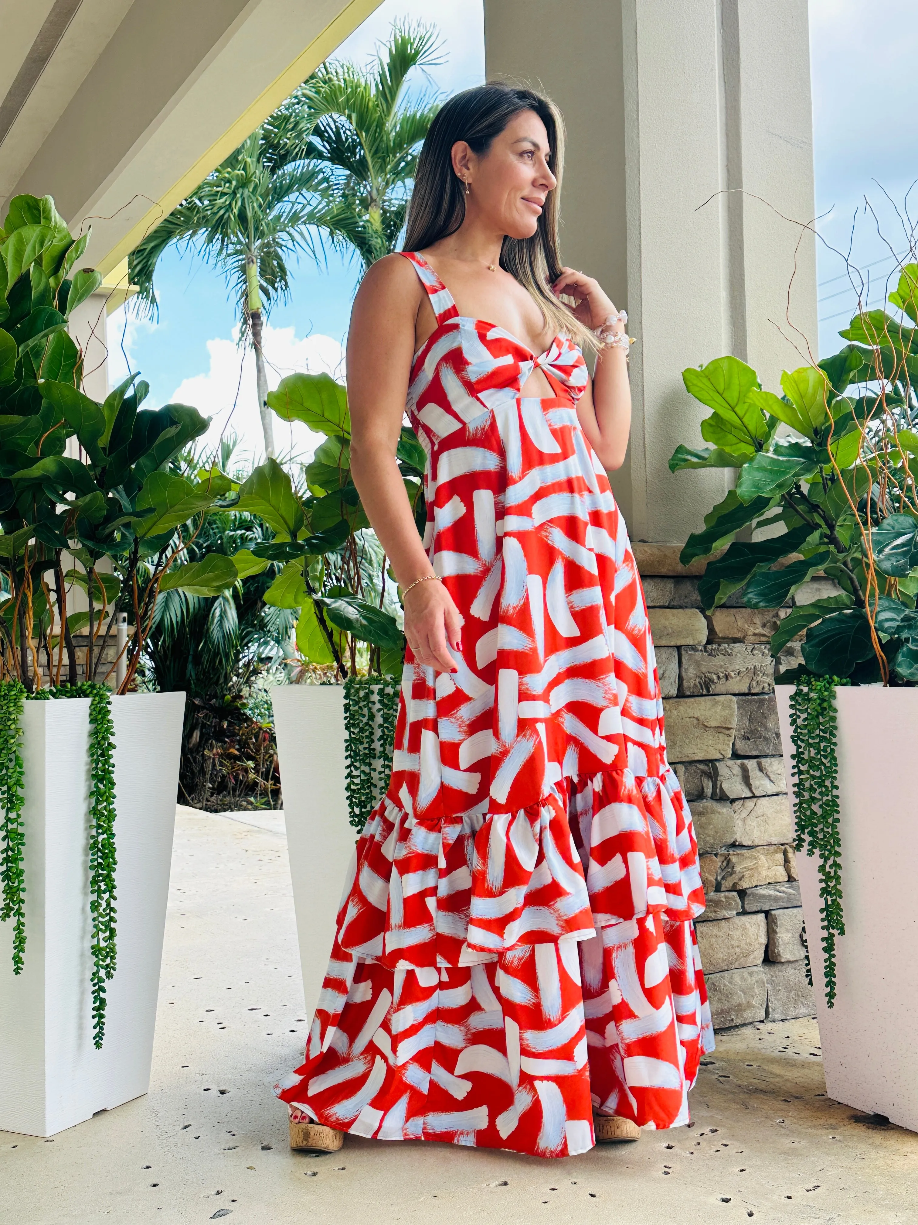"Mar De Lua" Printed Sleeveless Dress