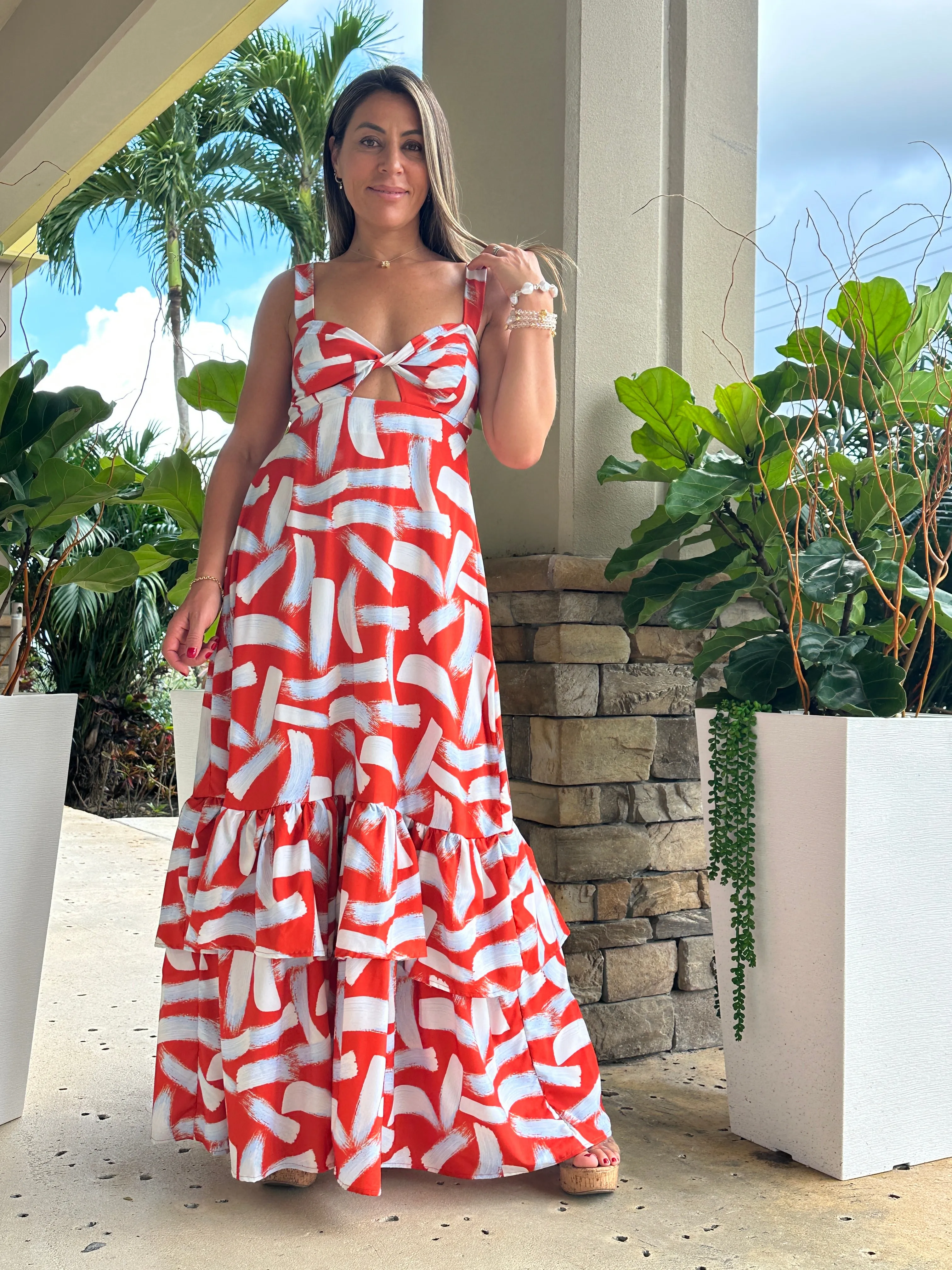 "Mar De Lua" Printed Sleeveless Dress