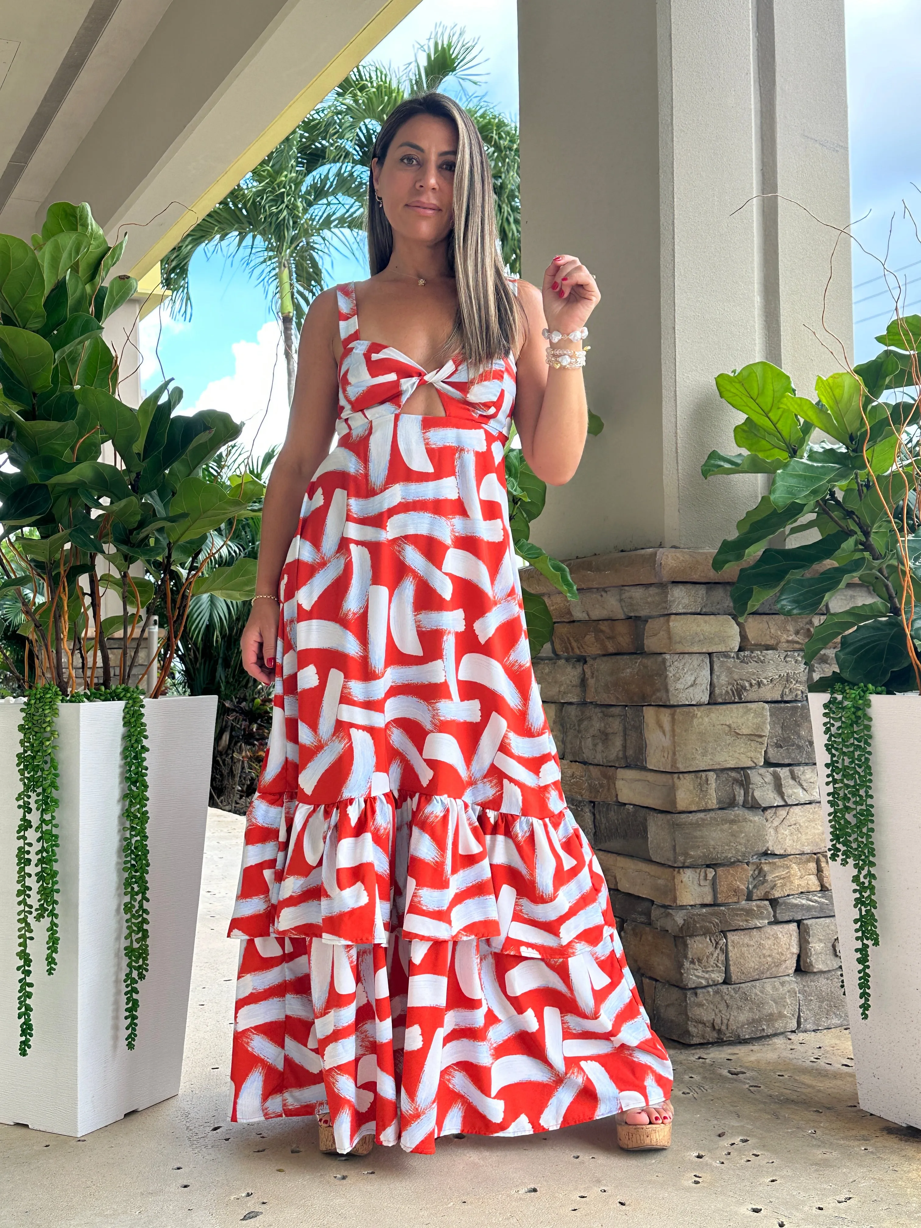 "Mar De Lua" Printed Sleeveless Dress