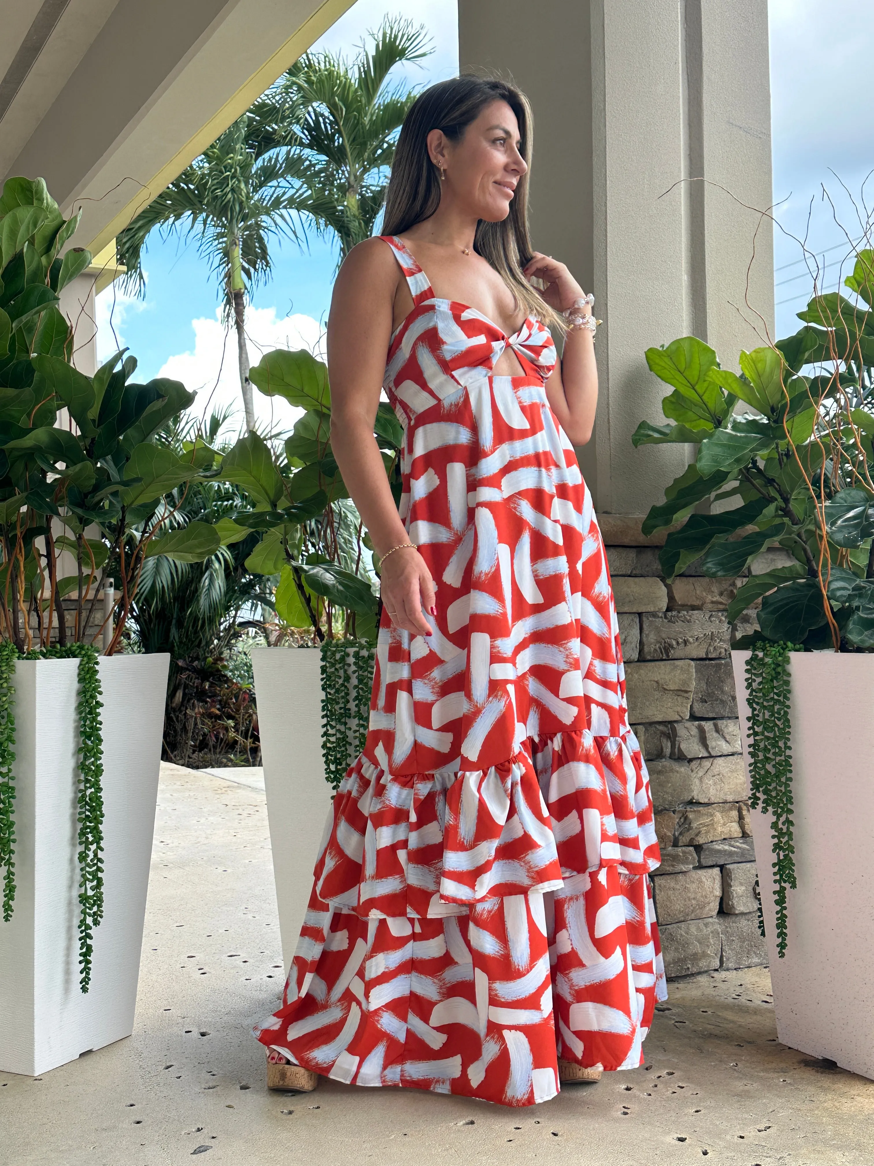 "Mar De Lua" Printed Sleeveless Dress