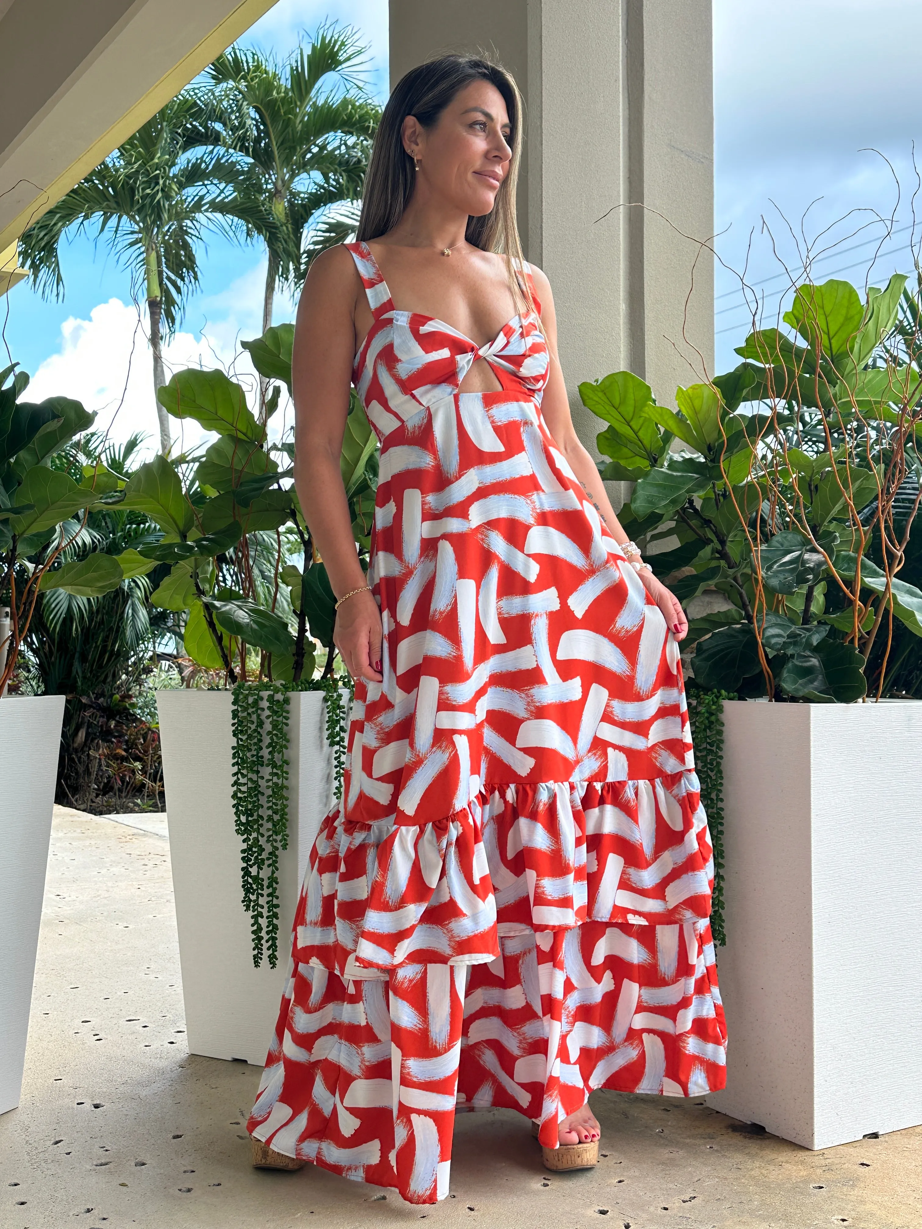 "Mar De Lua" Printed Sleeveless Dress