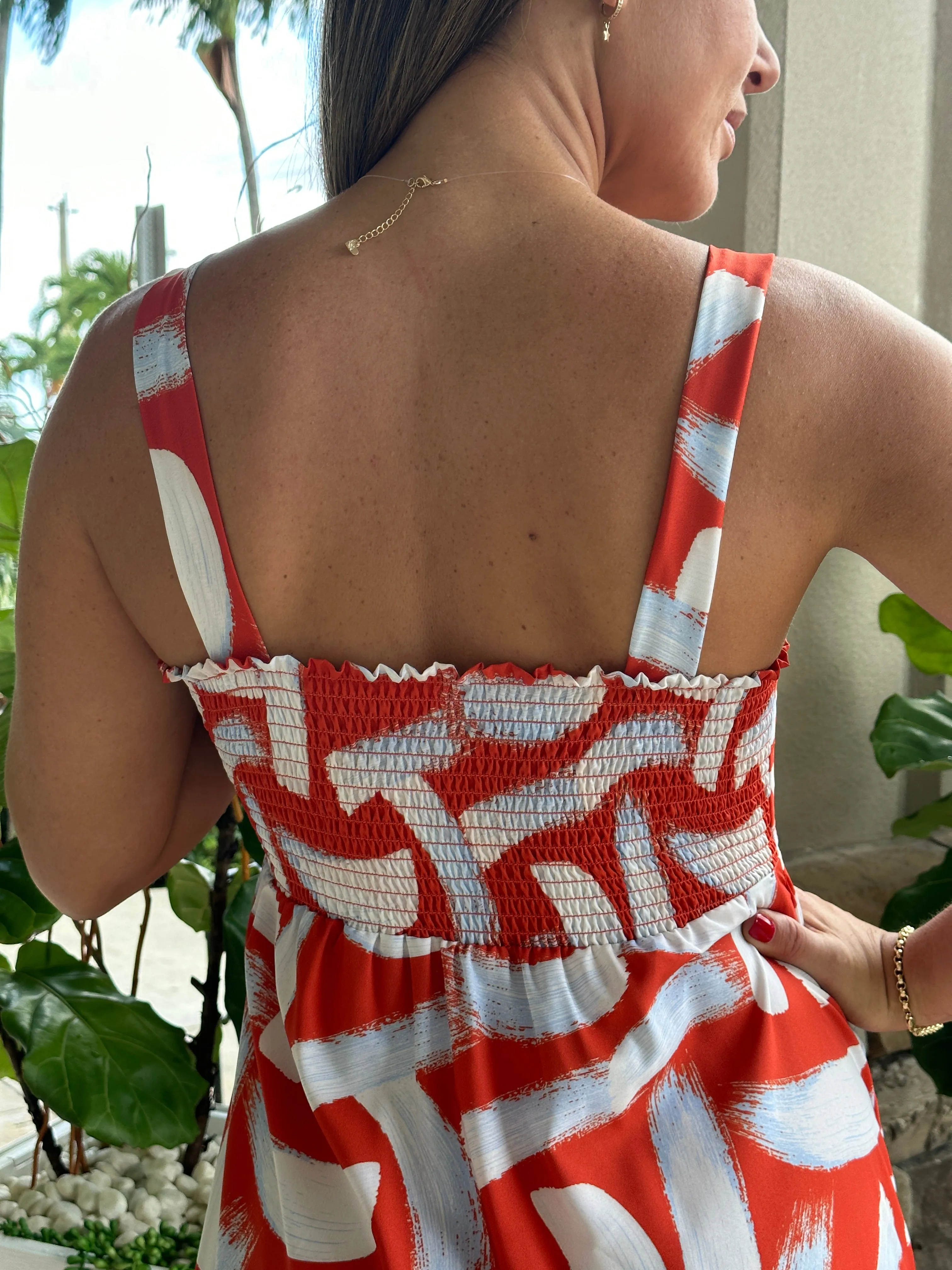 "Mar De Lua" Printed Sleeveless Dress