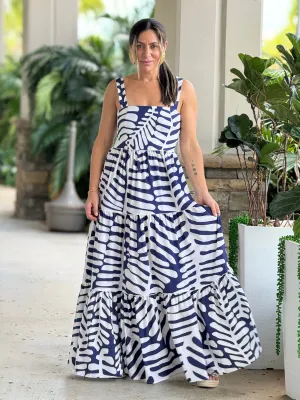 "Mar De Lua" Printed Sleeveless Maxi Dress
