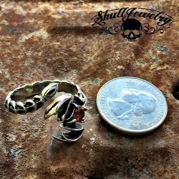 "Tease Me Please Me" Ruby Red Gem Stone Scorpion Ring (319)