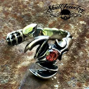 "Tease Me Please Me" Ruby Red Gem Stone Scorpion Ring (319)