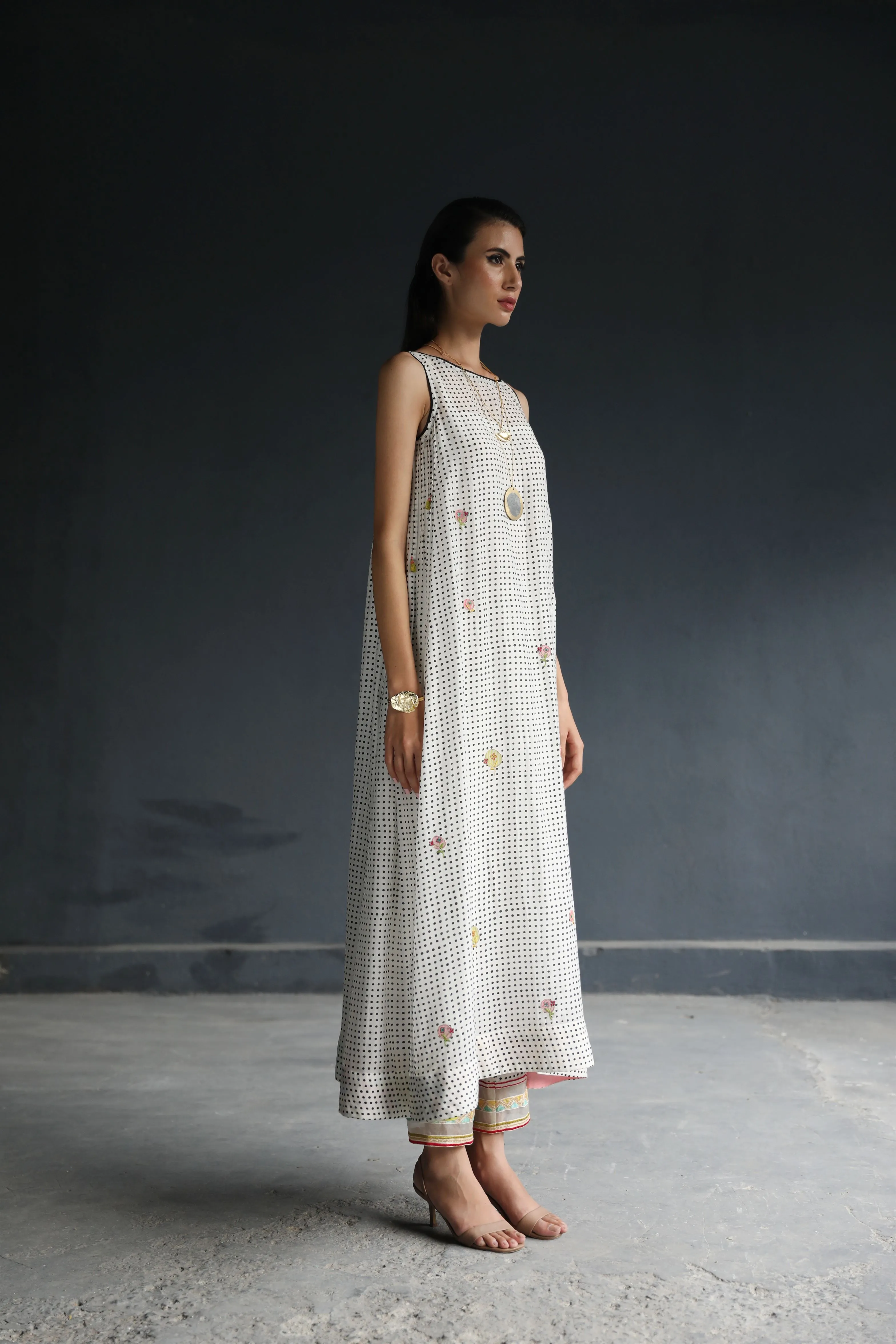 Raji Ramniq I Love To Dot I Cotton Silk Ensemble I Black and White 115