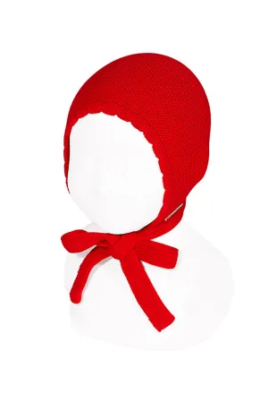Red Garter Stitch Bonnet