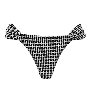 Ribbed Black and White Brazilian Classic Side Scrunch Bikini Bottom