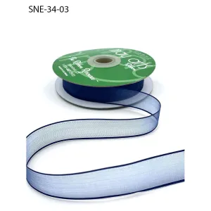 Ribbon - 3/4 Inch Soft Sheer Ribbon with Thin Solid Edge - Navy