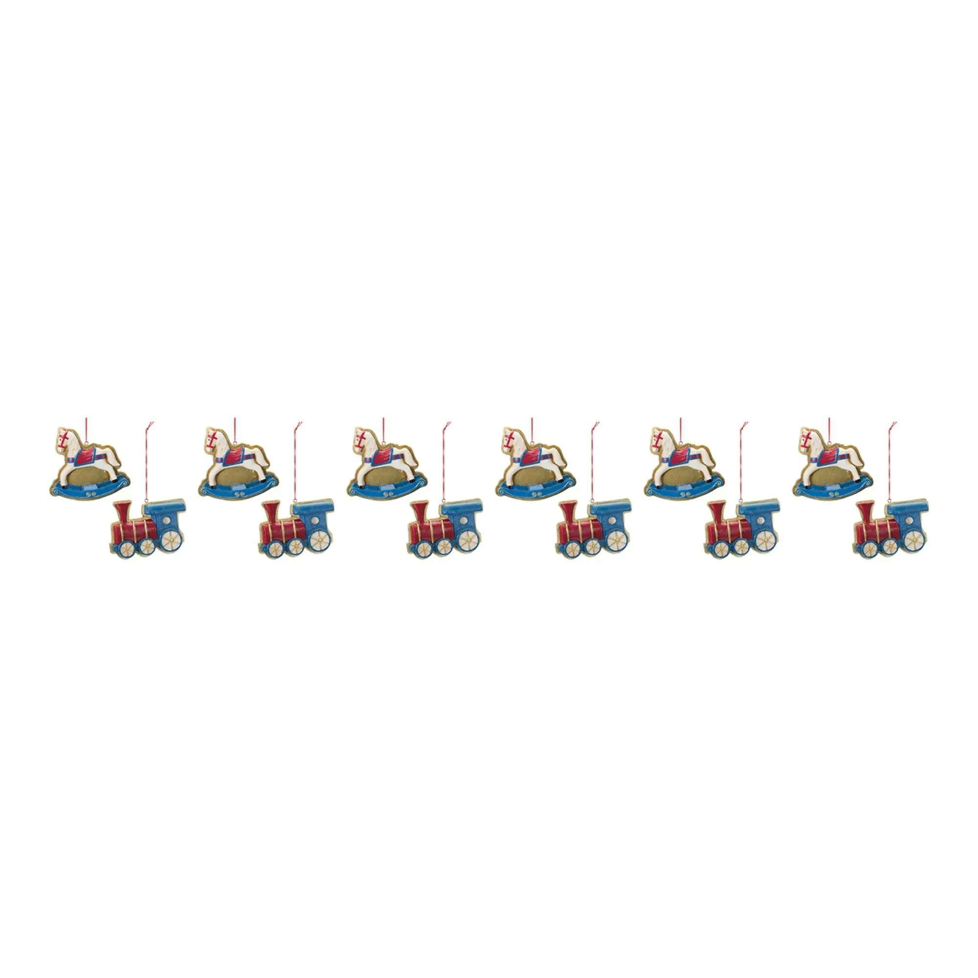 Rocking Horse and Toy Train Ornament (Set of 12)