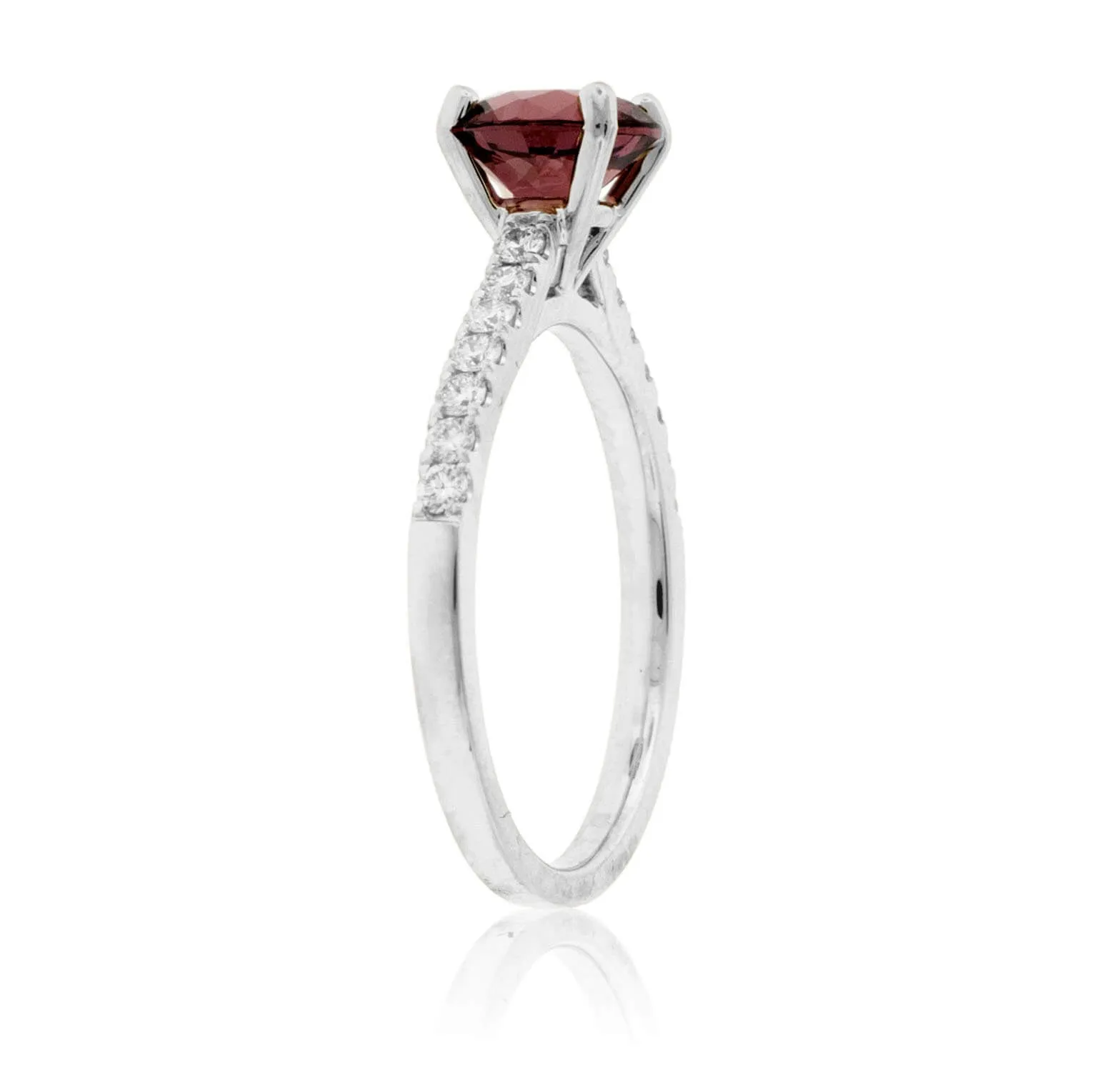 Round Garnet & Diamond Accented Ring
