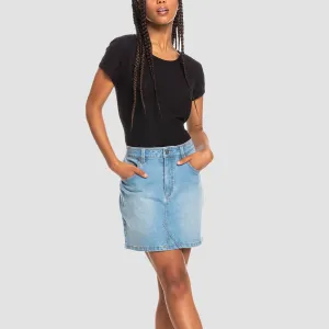 Roxy Lovely Romance Denim Skirt Light Blue - Womens