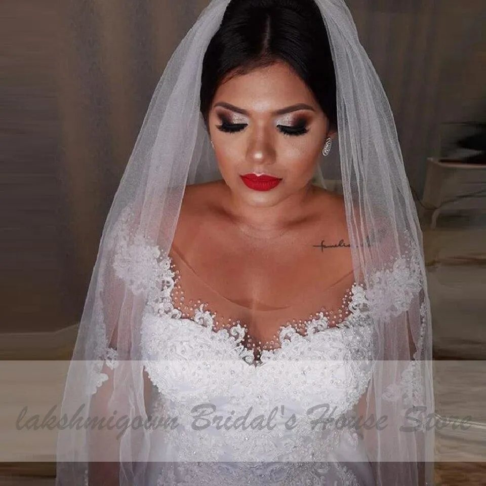Roycebridal Dubai Plus Size Wedding Dresses Vintage Lace Appliques Long Sleeves