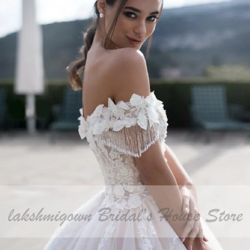 Roycebridal Princess Bridal Gown Vintage Lace Wedding Dresses Off the Shoulder
