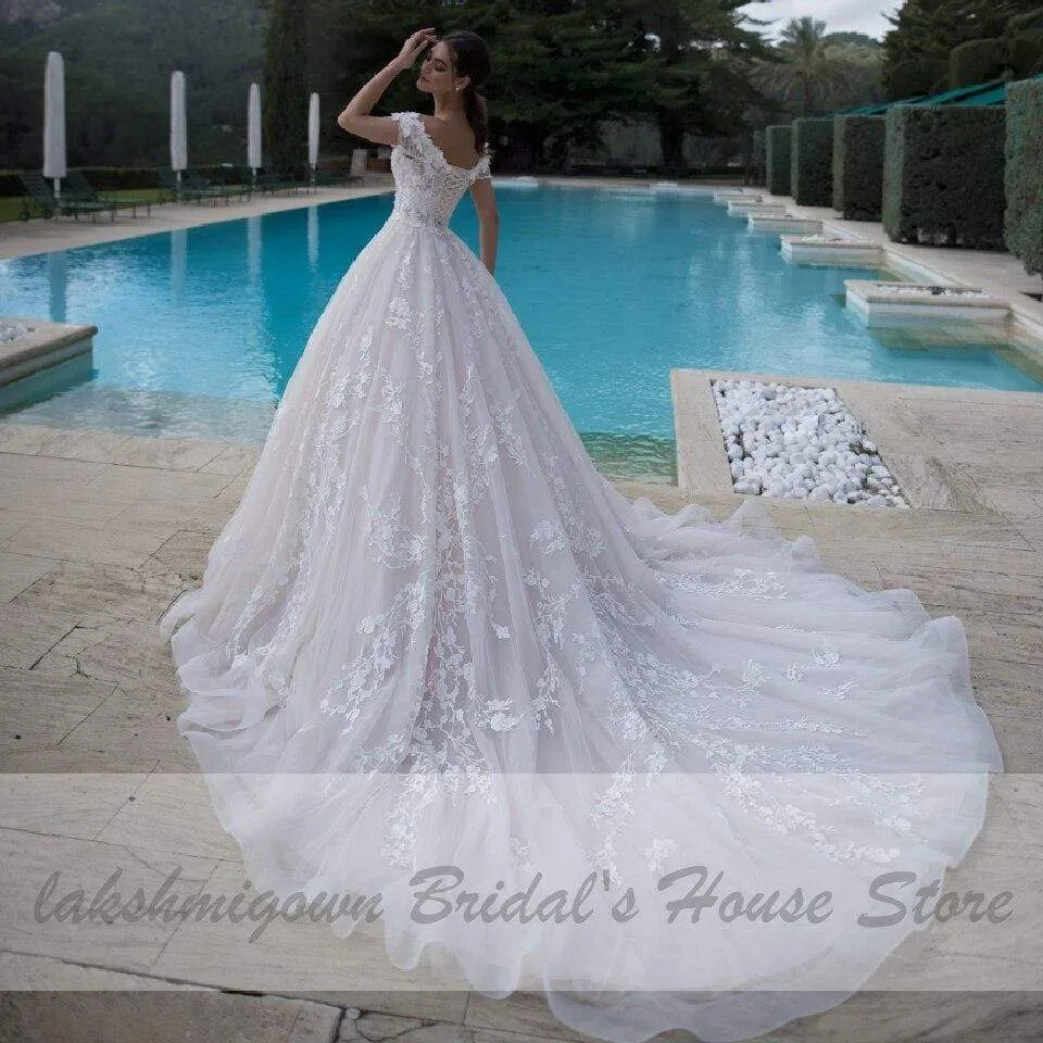 Roycebridal Princess Bridal Gown Vintage Lace Wedding Dresses Off the Shoulder
