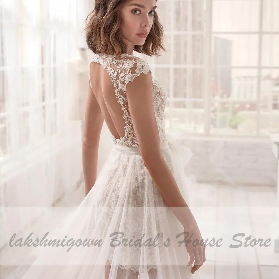 Roycebridal Short Wedding Dress Boho Beach Vintage Lace Bridal Dresses
