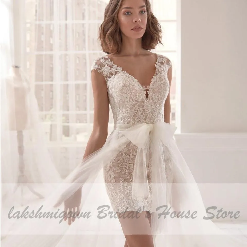 Roycebridal Short Wedding Dress Boho Beach Vintage Lace Bridal Dresses