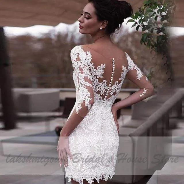 Roycebridal Short Wedding Dress Vintage Lace Bridal Gown Beach Wedding Dresses
