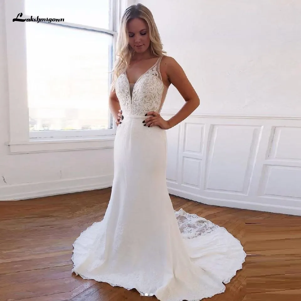 Roycebridal Vintage Lace Mermaid Wedding Dress Elegant Chiffon Long